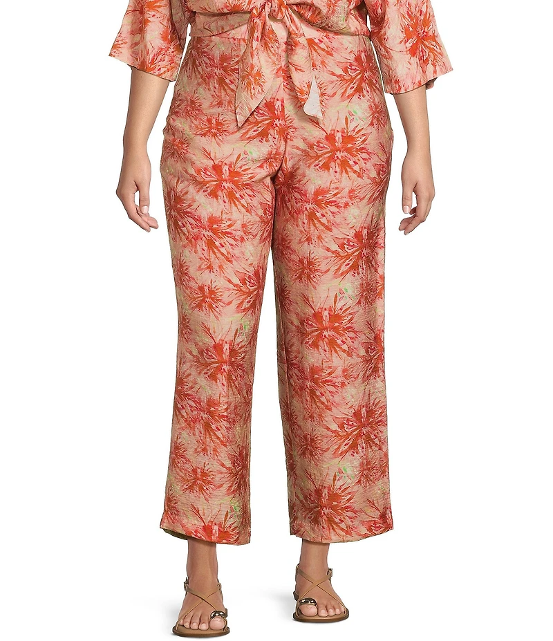 Lucy Paris Plus Rue Coordinating Flat Front Print Pants