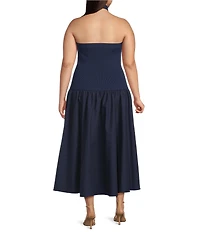 Lucy Paris Plus Size Areella Halter Neck Sleeveless Mixed Media Midi Dress