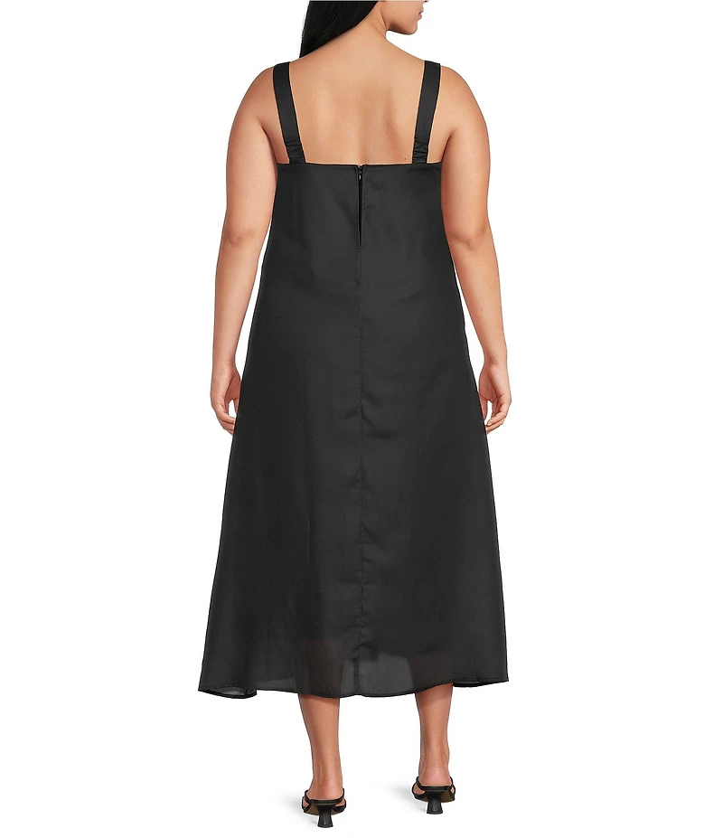 Lucy Paris Plus Size Arjuna Floral Print Square Neck Sleeveless Shift Midi Dress