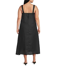 Lucy Paris Plus Size Arjuna Floral Print Square Neck Sleeveless Shift Midi Dress