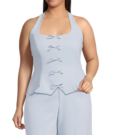 Lucy Paris Plus Size Clementine Halter Neck Sleeveless Coordinating Vest Top