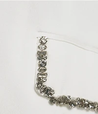 Lucy Paris Plus Size Crustal Satin Notch Collar Long Sleeve One Button Blazer