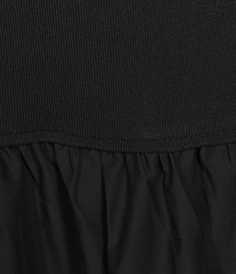 Lucy Paris Plus Size Delilah Scoop Neck Elbow Sleeve Mixed Media Midi Dress