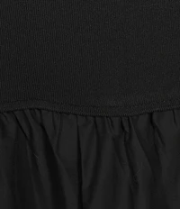 Lucy Paris Plus Size Delilah Scoop Neck Elbow Sleeve Mixed Media Midi Dress