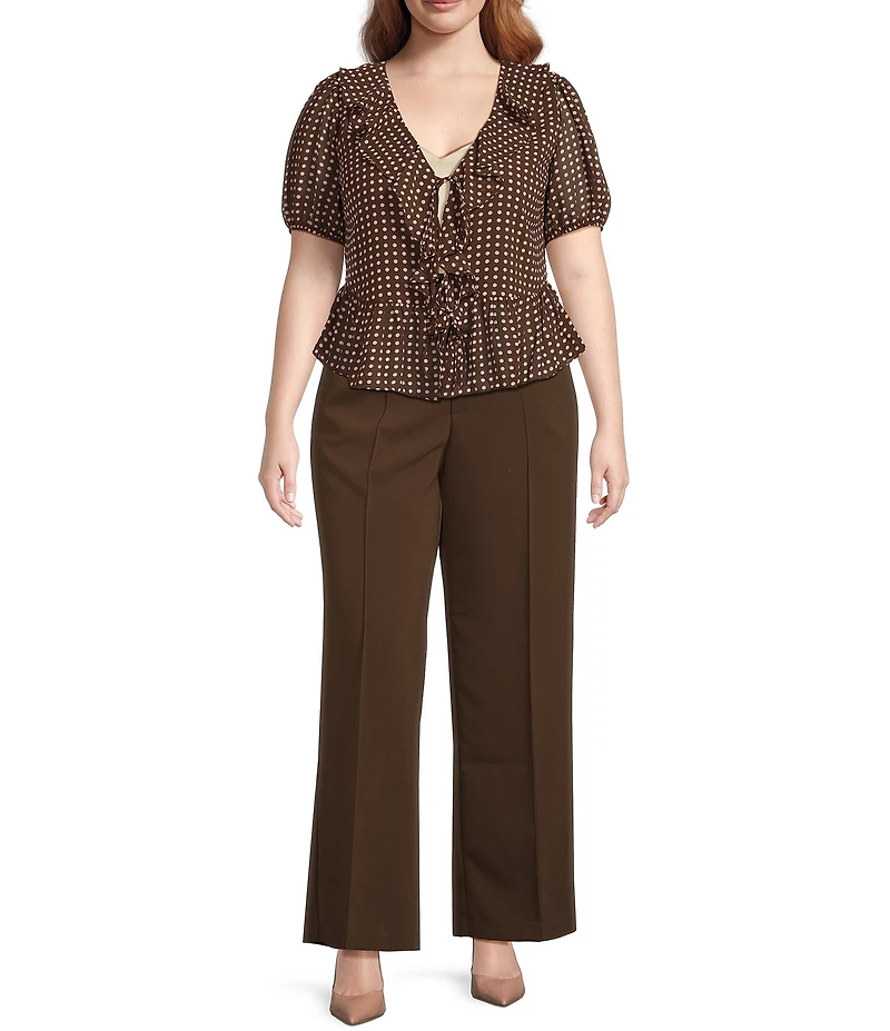 Lucy Paris Plus Size Dotted Short Sleeve Woven Top