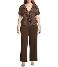 Lucy Paris Plus Size Dotted Short Sleeve Woven Top