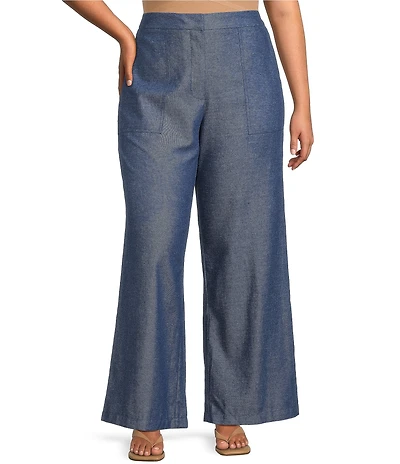 Lucy Paris Plus Size Elly Linen Blend Flared Leg Ankle Pants
