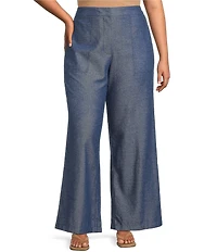 Lucy Paris Plus Size Elly Linen Blend Flared Leg Ankle Pants