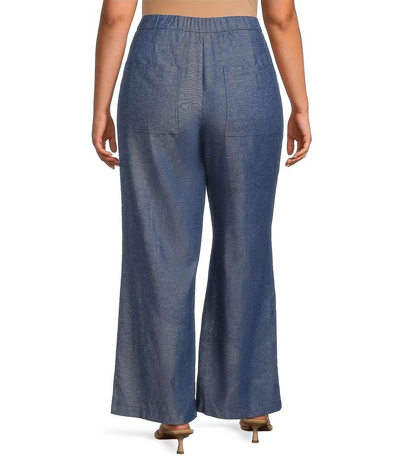 Lucy Paris Plus Size Elly Linen Blend Flared Leg Ankle Pants