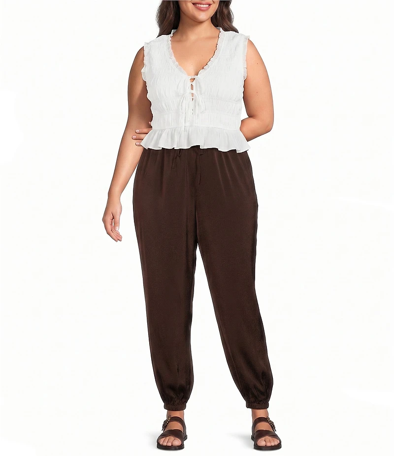 Lucy Paris Plus Size Jasmine High Rise Bubble Leg Satin Pants