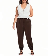 Lucy Paris Plus Size Jasmine High Rise Bubble Leg Satin Pants