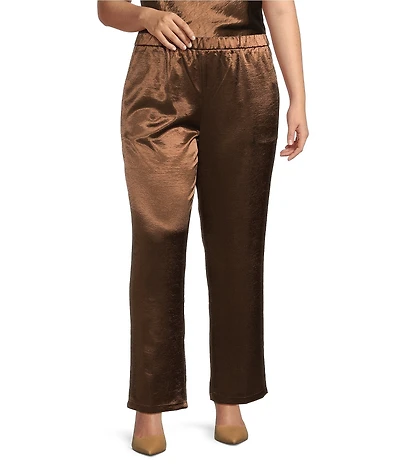 Lucy Paris Plus Size Jillian Coordinating Satin Straight Leg Pants
