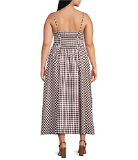 Lucy Paris Plus Size Kalley Gingham Print Square Neck Sleeveless A-Line Maxi Dress