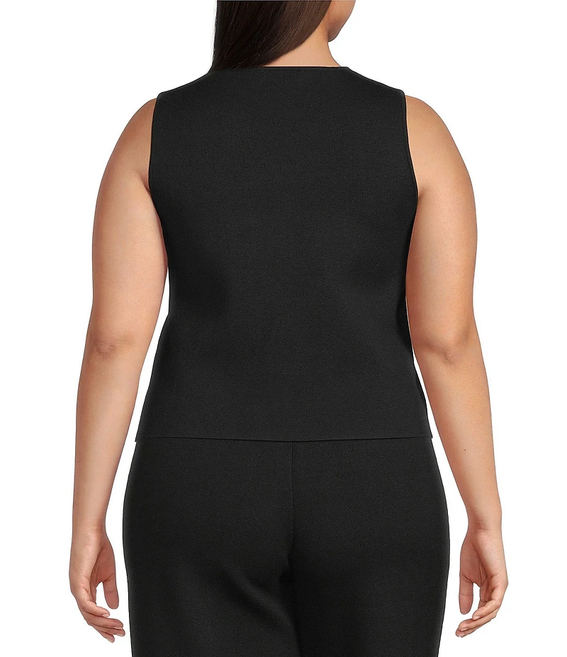 Lucy Paris Plus Size Knit Crew Neckline Sleeveless Button Front Vest
