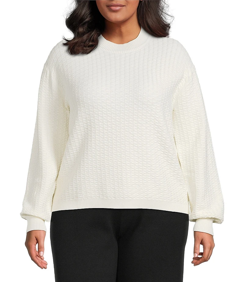 Lucy Paris Plus Size Knit Textured Ruffled Sweater