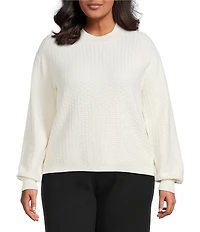 Lucy Paris Plus Size Knit Textured Ruffled Sweater