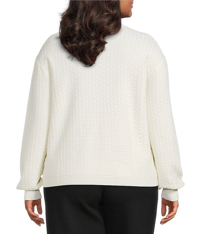Lucy Paris Plus Size Knit Textured Ruffled Sweater