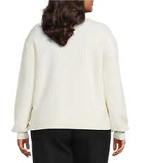 Lucy Paris Plus Size Knit Textured Ruffled Sweater