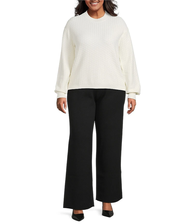 Lucy Paris Plus Size Knit Textured Ruffled Sweater