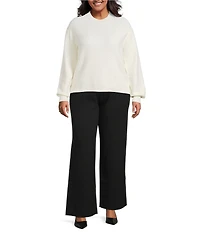 Lucy Paris Plus Size Knit Textured Ruffled Sweater