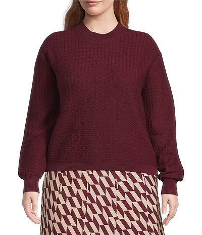 Lucy Paris Plus Size Knit Textured Ruffled Sweater