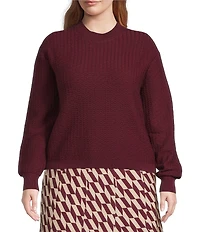 Lucy Paris Plus Size Knit Textured Ruffled Sweater