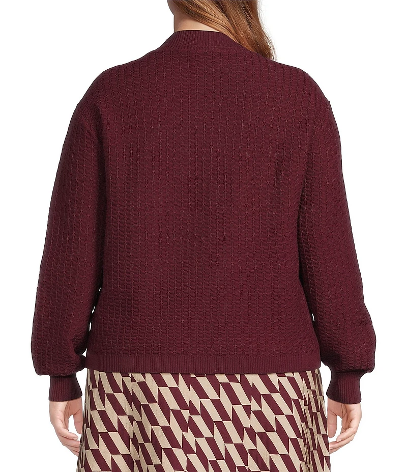 Lucy Paris Plus Size Knit Textured Ruffled Sweater