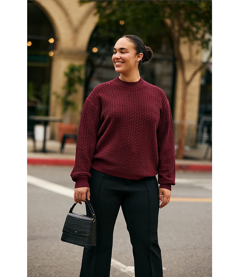 Lucy Paris Plus Size Knit Textured Ruffled Sweater