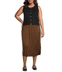 Lucy Paris Plus Size Lalisa Crinkled Midi Skirt