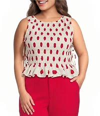 Lucy Paris Plus Size Maeve Polka Dot Boat Neck Sleeveless Smocked Poplin Top