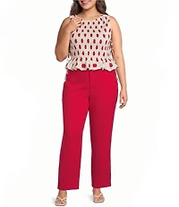 Lucy Paris Plus Size Maeve Polka Dot Boat Neck Sleeveless Smocked Poplin Top