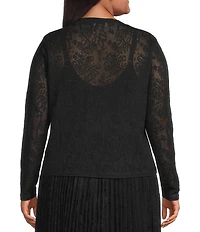 Lucy Paris Plus Size Mesa Lace Scoop Neck Long Sleeve Knit Top