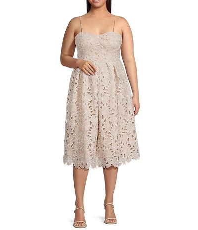 Lucy Paris Plus Size Mona Sleeveless Lace Midi Dress