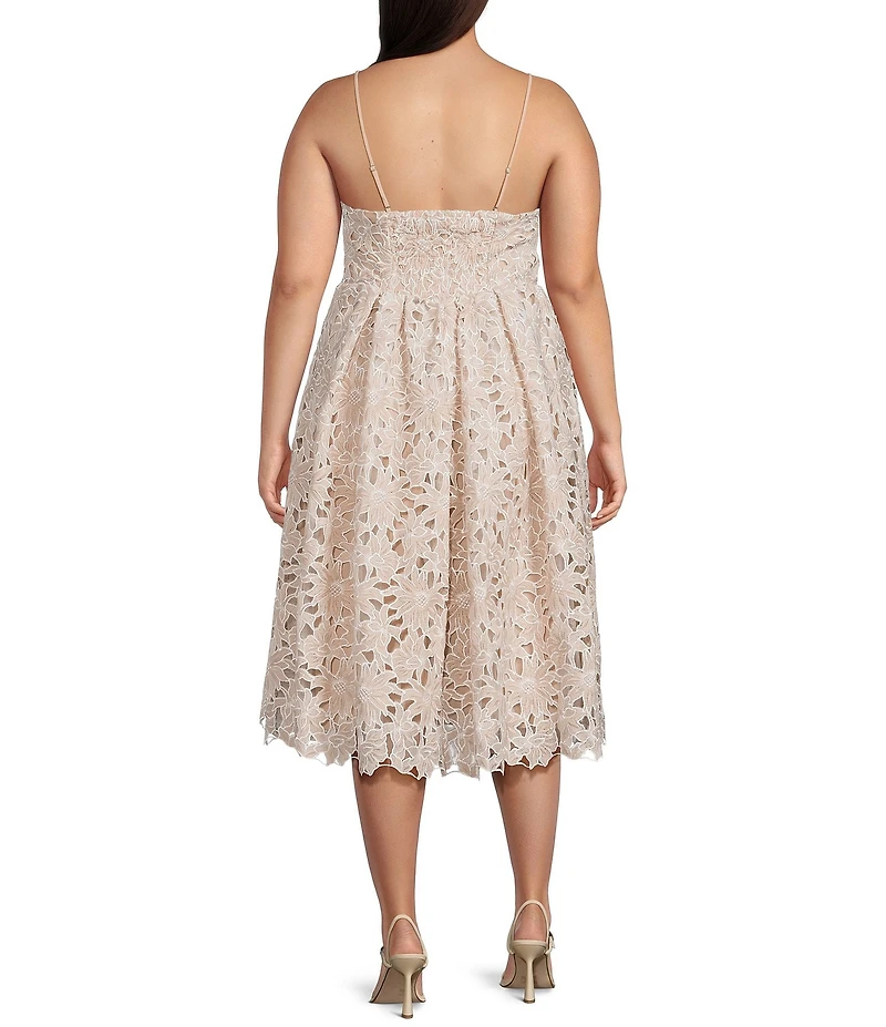 Lucy Paris Plus Size Mona Sleeveless Lace Midi Dress