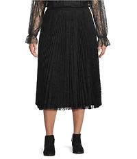 Lucy Paris Plus Size Pleated Texture A-Line Pull-On Midi Skirt