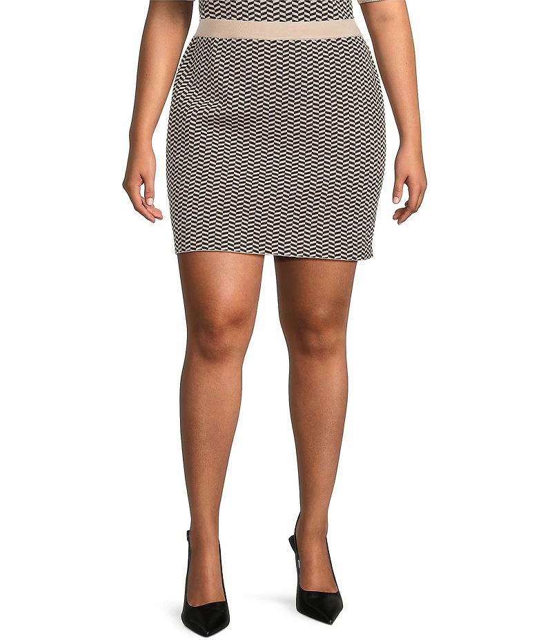 Lucy Paris Plus Size Coordinating Printed Knit Pencil Skirt