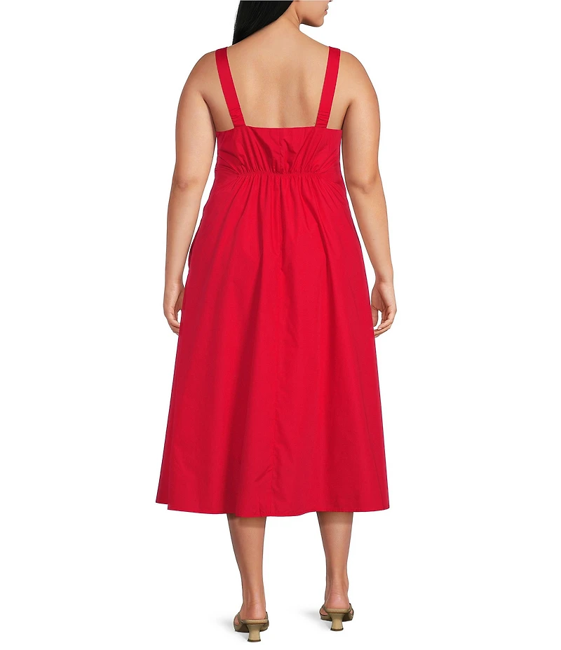 Lucy Paris Plus Size Rey Embroidered Eyelet Square Neck Sleeveless Midi Dress