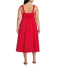 Lucy Paris Plus Size Rey Embroidered Eyelet Square Neck Sleeveless Midi Dress