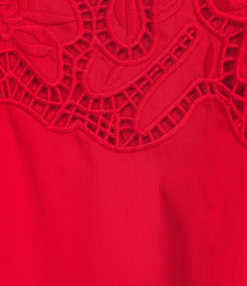 Lucy Paris Plus Size Rey Embroidered Eyelet Square Neck Sleeveless Midi Dress