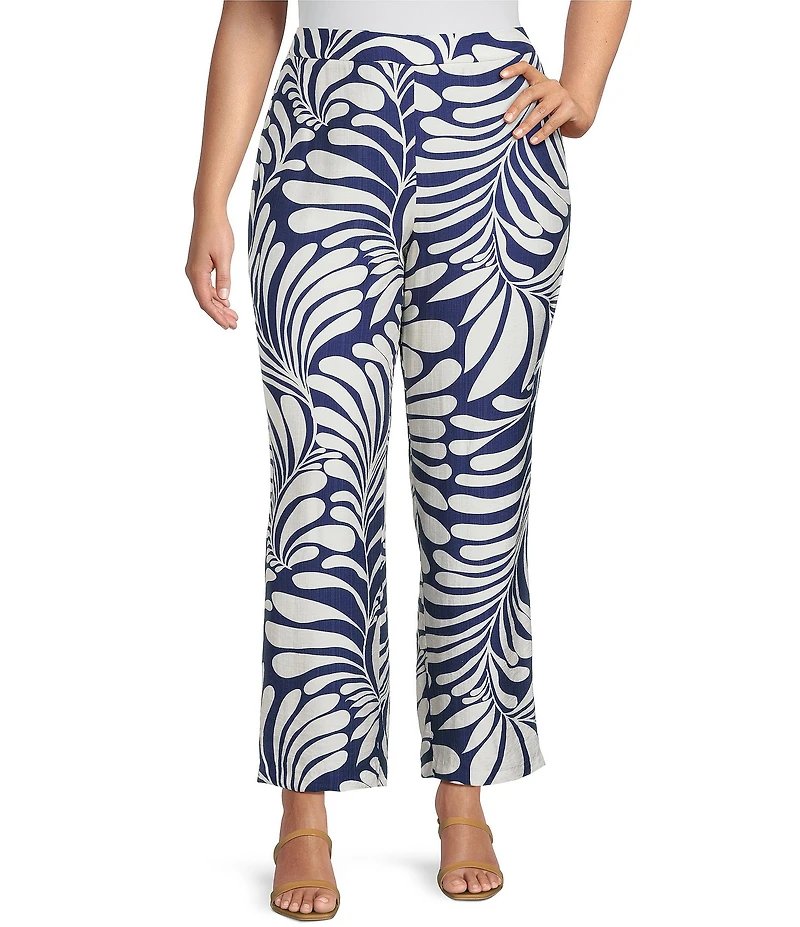 Lucy Paris Plus Size Rue Coordinating Printed Satin Flare Leg Ankle Pants