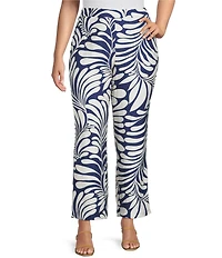 Lucy Paris Plus Size Rue Coordinating Printed Satin Flare Leg Ankle Pants