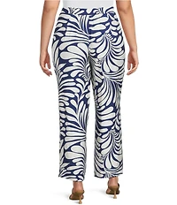 Lucy Paris Plus Size Rue Coordinating Printed Satin Flare Leg Ankle Pants