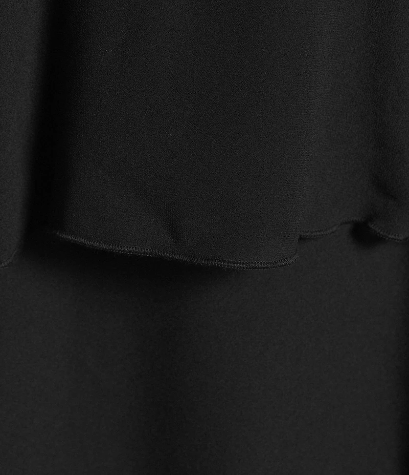 Lucy Paris Plus Size Ruffle Scoop Neck 3/4 Sleeves Tiered Fit & Flare Maxi Dress