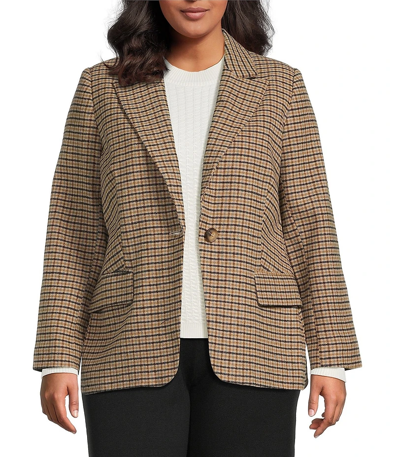 Lucy Paris Plus Size Selma Fit & Flare Plaid Blazer