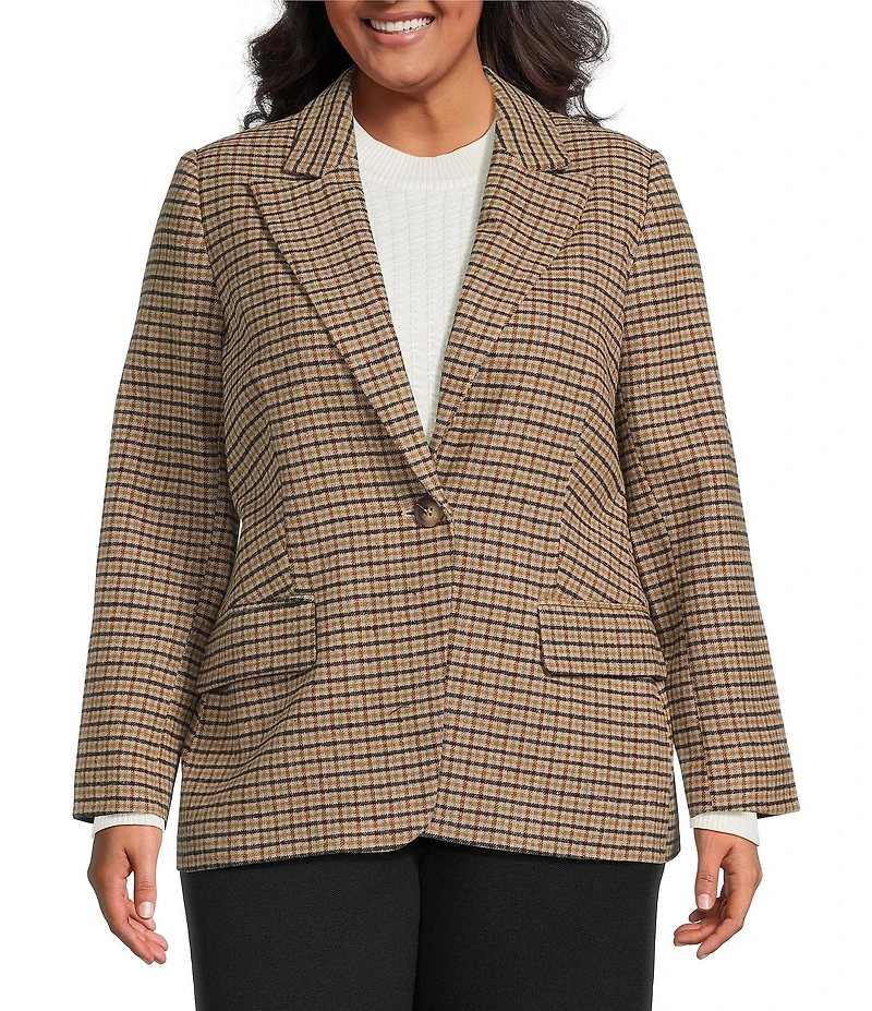 Lucy Paris Plus Size Selma Fit & Flare Plaid Blazer