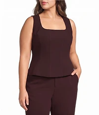 Lucy Paris Plus Size Square Neck Sleeveless Peplum Top