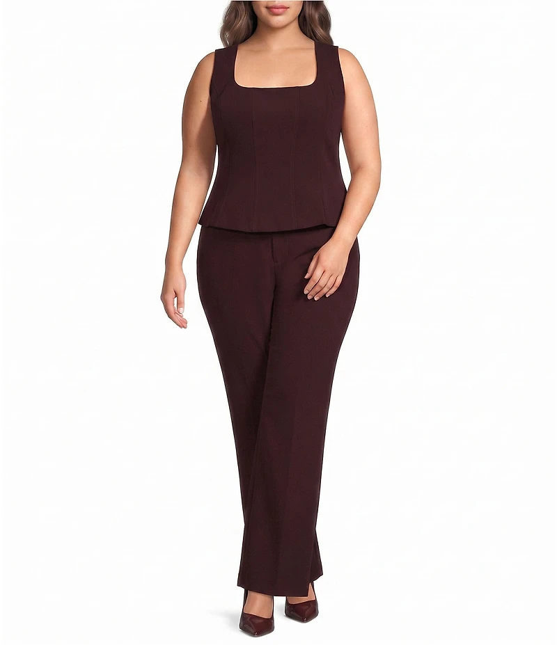 Lucy Paris Plus Size Square Neck Sleeveless Peplum Top
