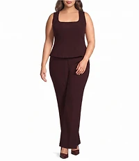 Lucy Paris Plus Size Square Neck Sleeveless Peplum Top