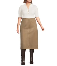 Lucy Paris Plus Size Trip Faux Suede Midi Skirt