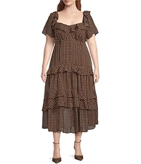 Lucy Paris Plus Size Vanessa Short Sleeve Printed Tiered Long Dress